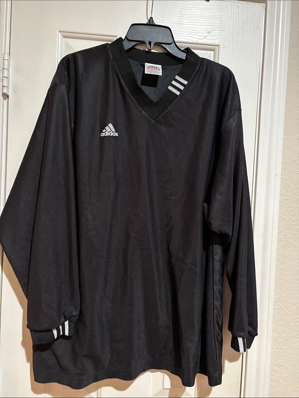Vintage Adidas Black Long Sleeve V-Neck Training Pullover